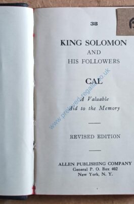 MUST HAVE – King Solomon And His Followers – Rare find – historical Masonic Book – Revised Edition – 1947 – FREE DELIVERY!
