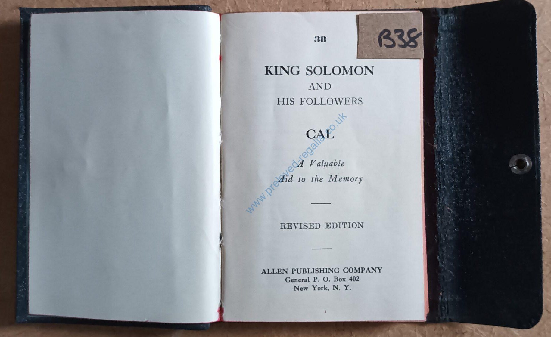 MUST HAVE - King Solomon And His Followers - Rare find - historical Masonic Book - Revised Edition - 1947 - FREE DELIVERY!