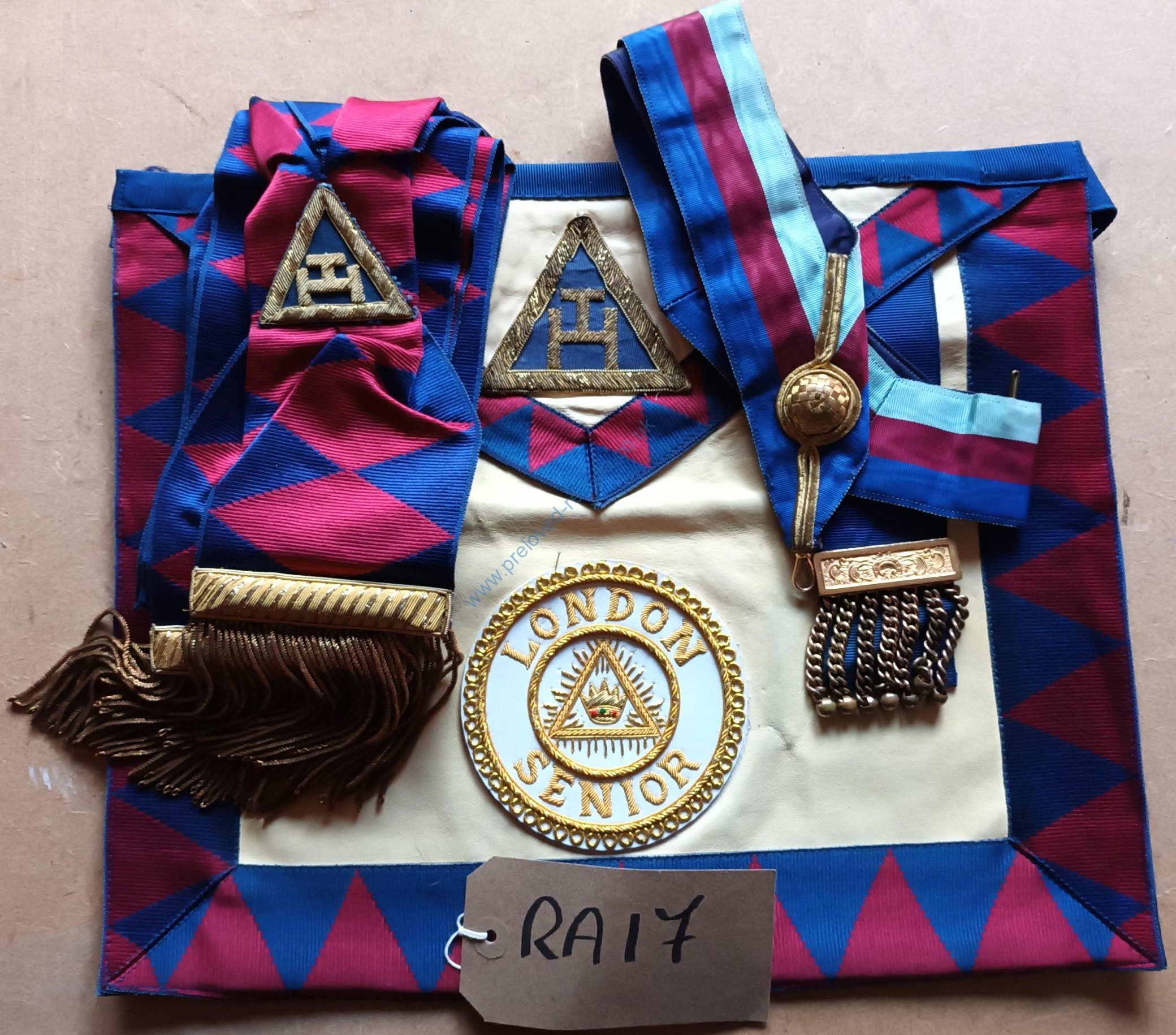 GREAT DEAL – ROYAL ARCH (RA) SLGCR (SENIOR LONDON GRAND CHAPTER RANK) APRON WITH POCKET AND BADGE + SASH + COLLARETTE