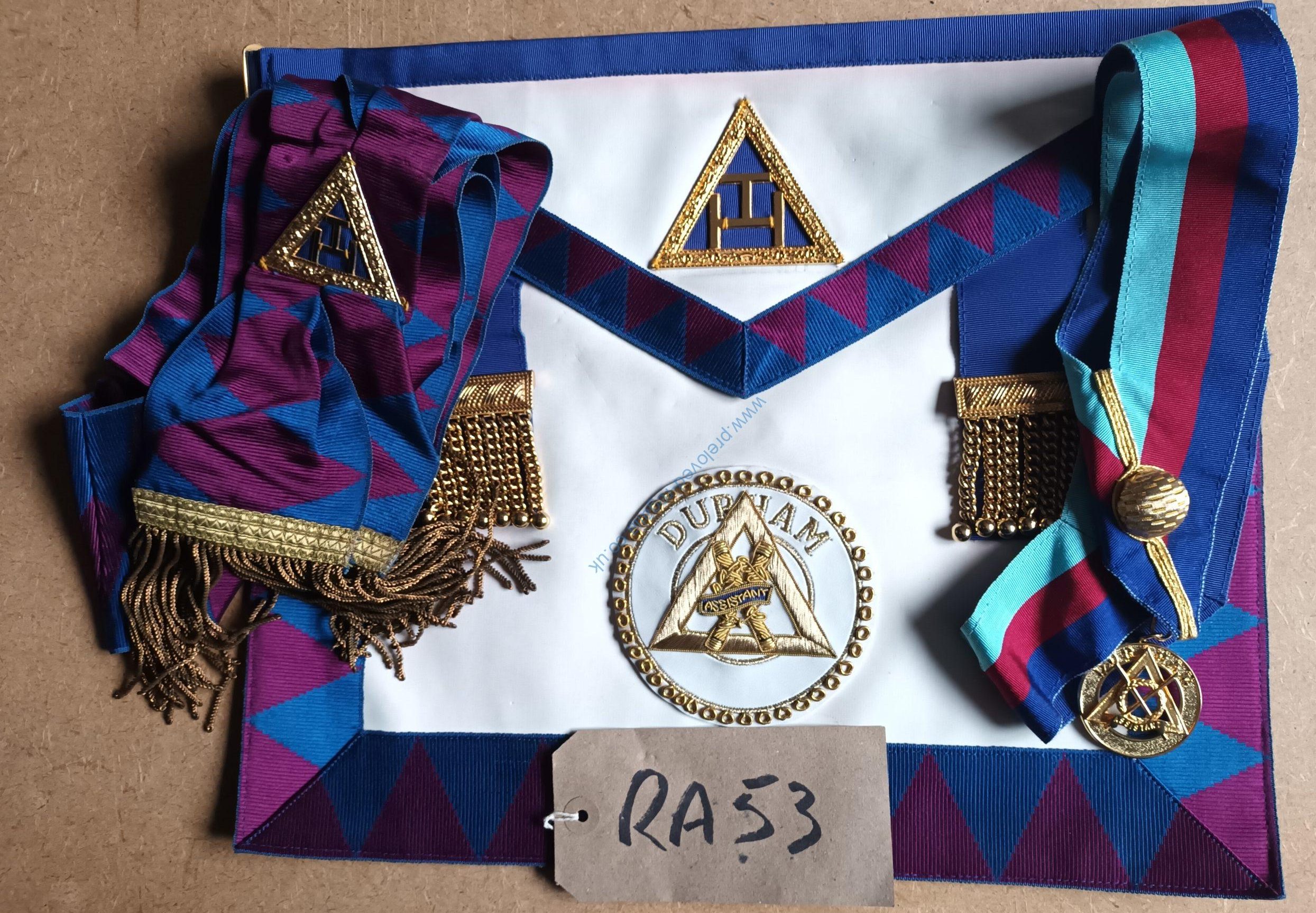 ONLY £48!❤️Royal Arch (RA) Durham - Past Prov. Asst. Grand. Director of Ceremonies - C Apron, Sash, Collarette & Jewel YES Only £48! **FREE POSTAGE AND PACKAGING**